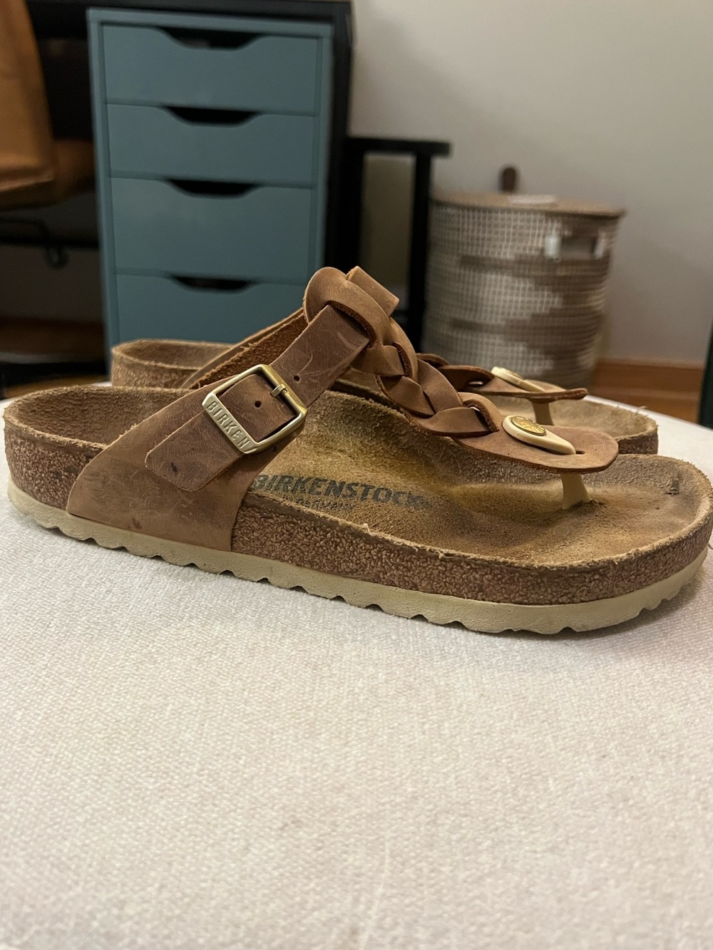 Birkenstock Gizeh Braided Sandal in Cognac - Picture 6 of 12